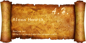 Alexa Henrik névjegykártya
